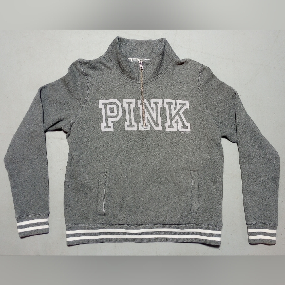 PINK Victoria's Secret Heather Gray Zip-Up, Size L